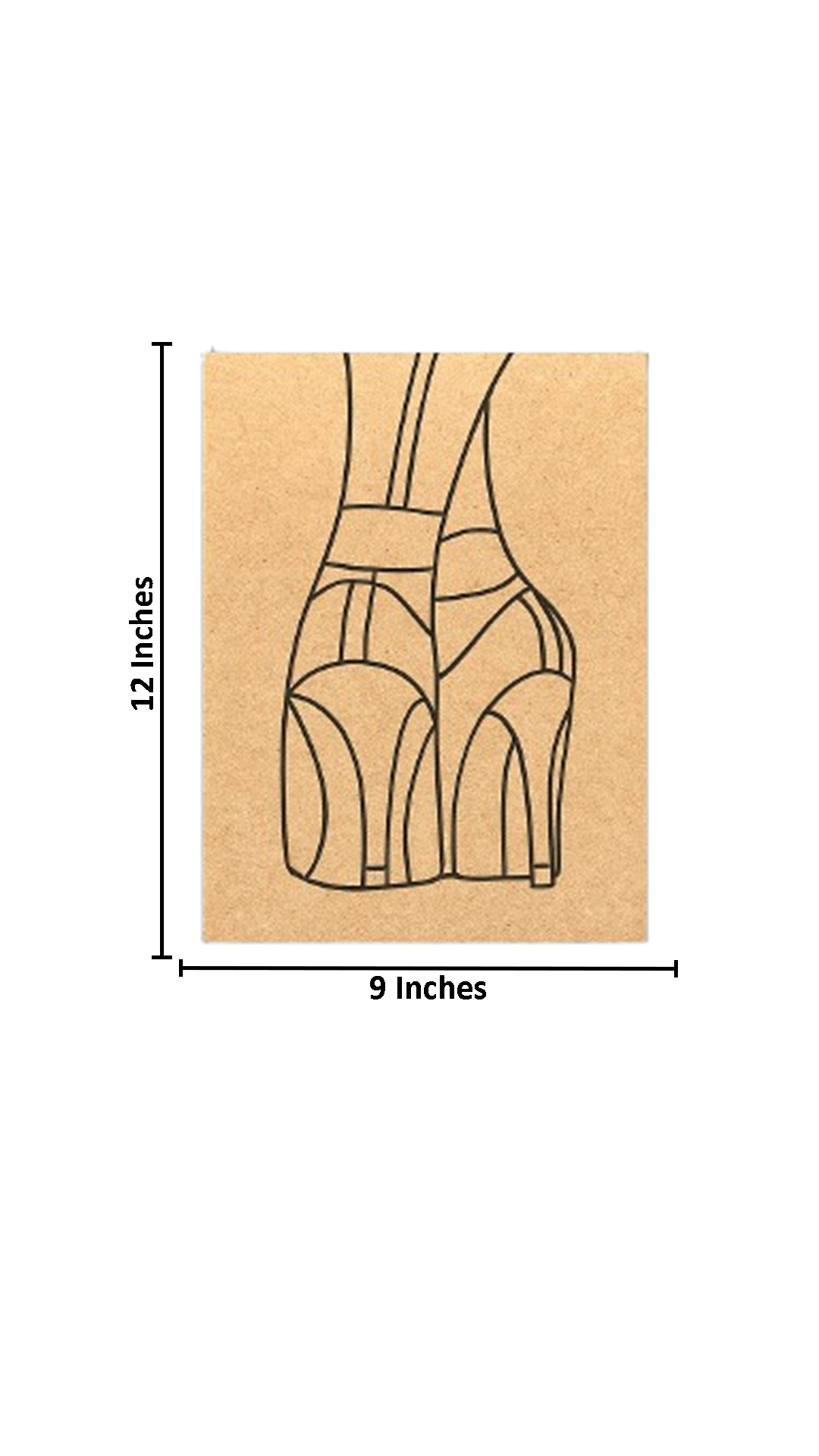 DIY MDF Traditional Painting Board with High Heels Outline – Unpainted with size