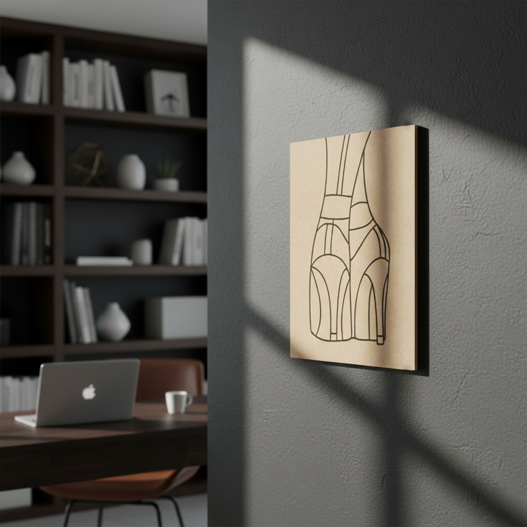 DIY MDF Traditional Painting Board with High Heels Outline – Unpainted, mounted on wall