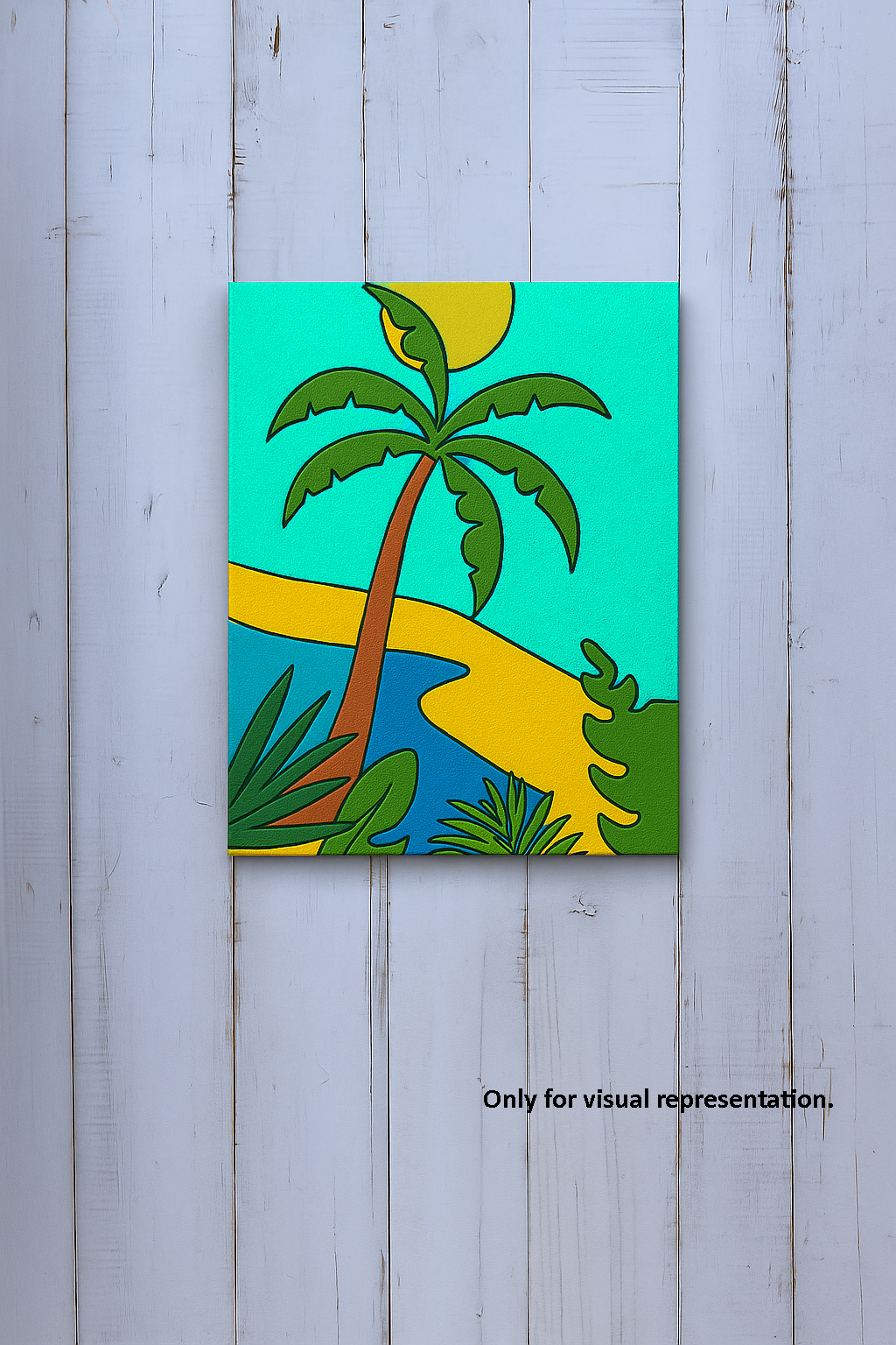  DIY Traditional Painting Base – Palm Tree Landscape Design on MDF Board