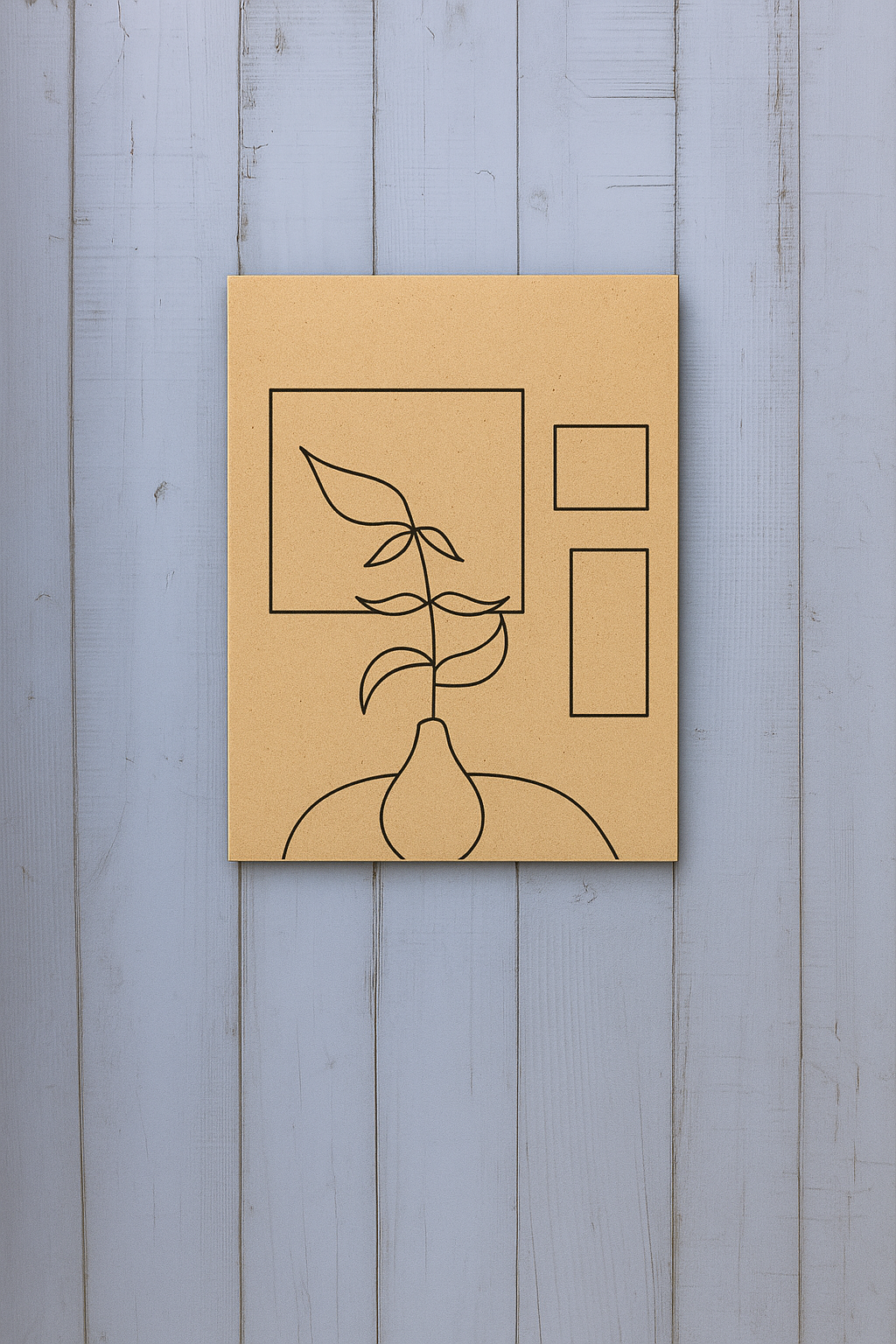 Unpainted DIY Traditional Painting Base – Minimal Vase with Frames on MDF Board