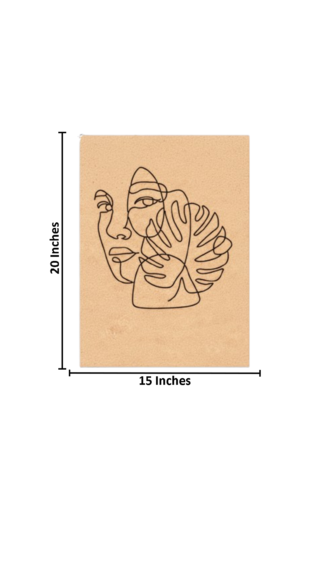 Unpainted DIY Traditional Painting Base – Abstract Face with Leaf Design on MDF Board