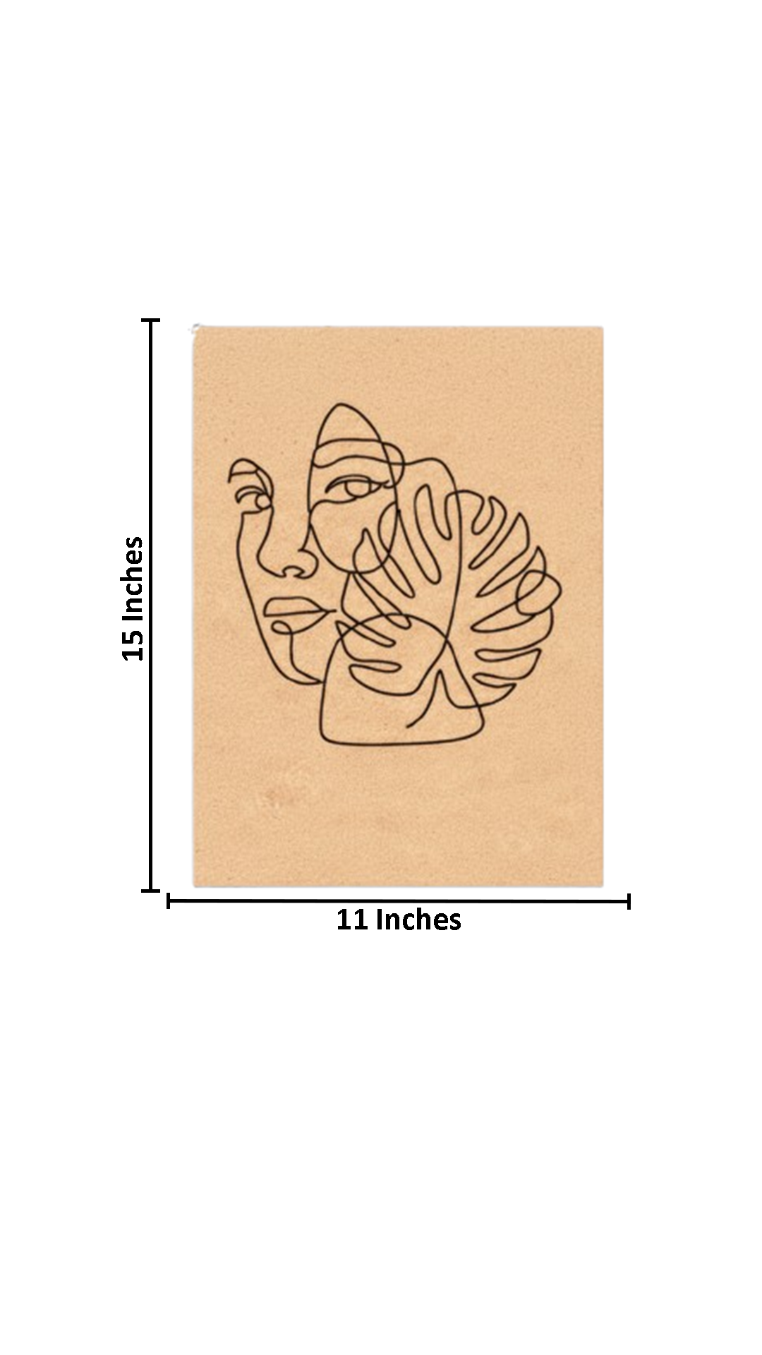 Unpainted DIY Traditional Painting Base – Abstract Face with Leaf Design on MDF Board