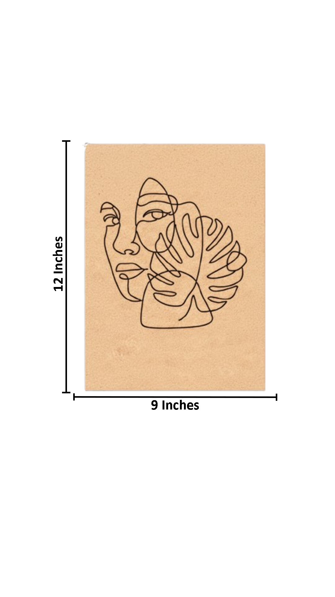 Unpainted DIY Traditional Painting Base – Abstract Face with Leaf Design on MDF Boardv with size