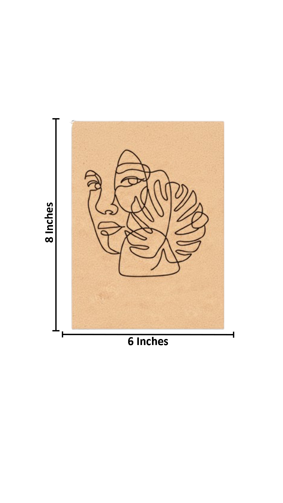 Unpainted DIY Traditional Painting Base – Abstract Face with Leaf Design on MDF Boardv with size
