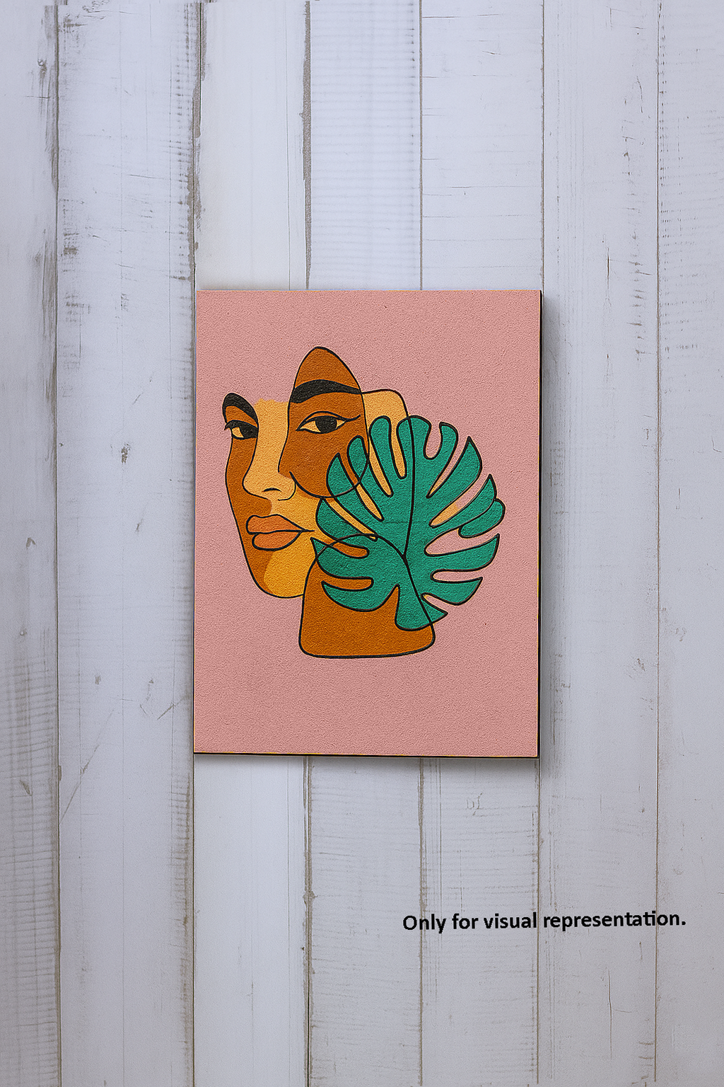  DIY Traditional Painting Base – Abstract Face with Leaf Design on MDF Board