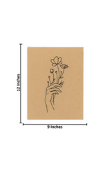 DIY MDF painting base with hand holding flowers line art – perfect for acrylic painting and wall décor with size