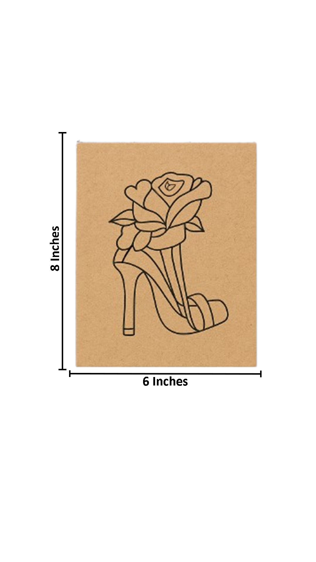 Unpainted DIY Traditional Painting Base – High Heel with Flower Design on MDF Board with size