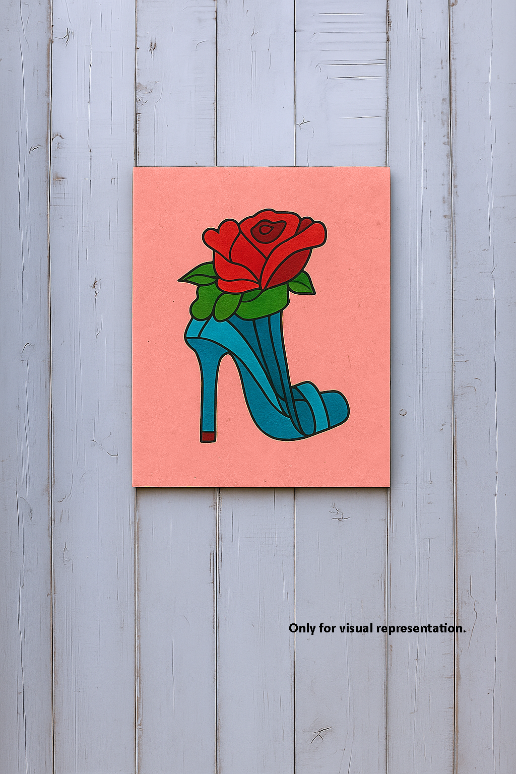 DIY Traditional Painting Base – High Heel with Flower Design on MDF Board 