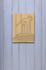 Unpainted DIY Traditional Painting Base – Geometric Arches and Stairs on MDF Board