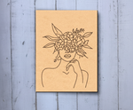 Unpainted DIY Traditional Painting Base – Woman with Floral Crown Design on MDF Board