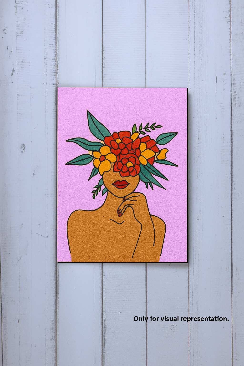  DIY Traditional Painting Base – Woman with Floral Crown Design on MDF Board