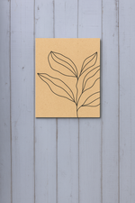 DIY tropical green leaf line art on MDF base – modern botanical wall art for painting