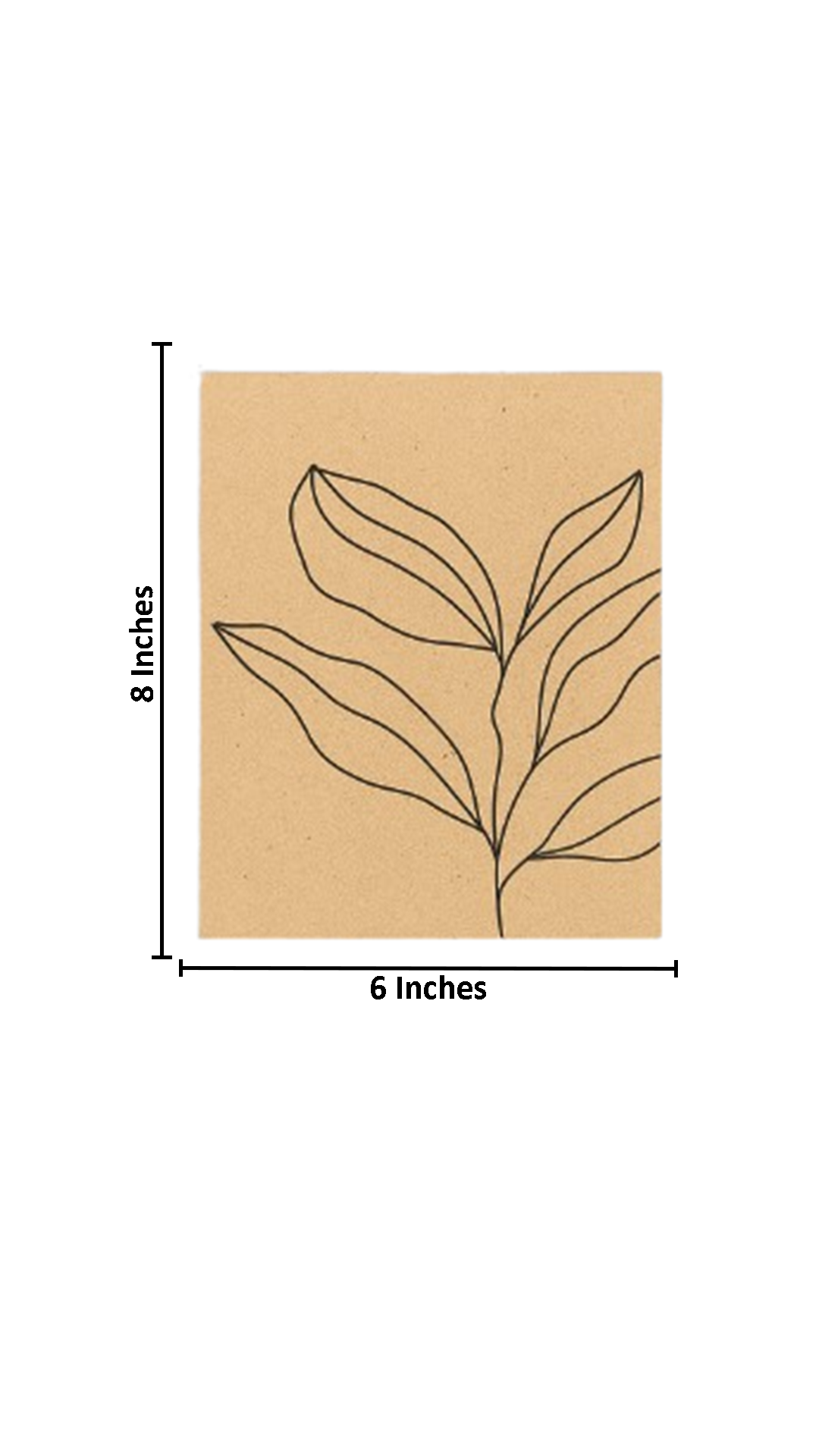 DIY tropical green leaf line art on MDF base – modern botanical wall art for painting with size