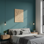 DIY MDF painting kit with cozy reading corner line art design – book, mug, candle hanging on wall