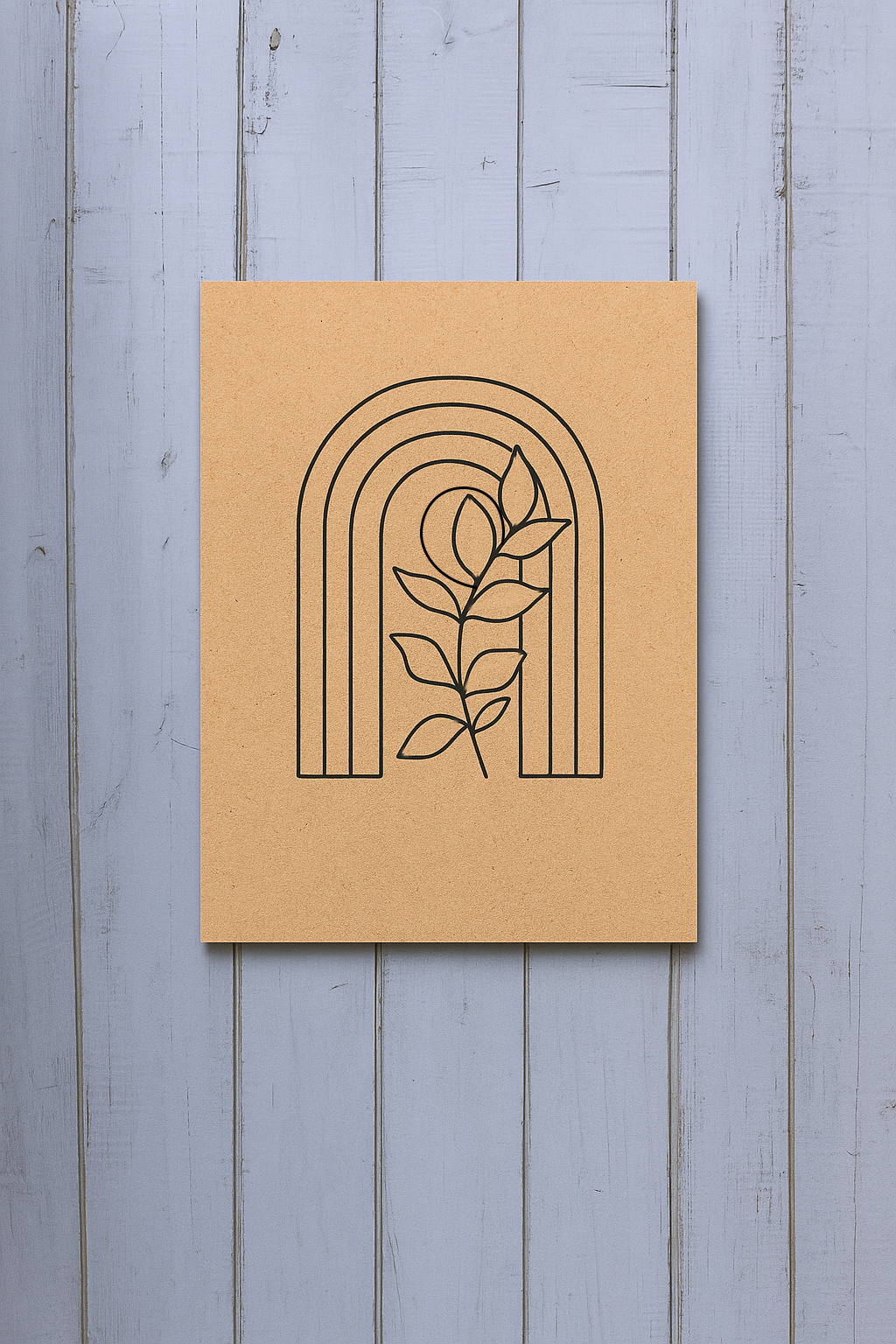 Unpainted DIY Traditional Painting Base – Rainbow Arch with Leaf Design on MDF Board