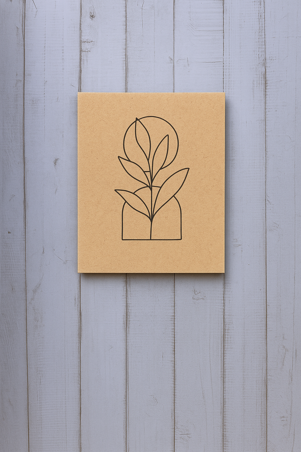 DIY MDF Plant and Sun Wall Art Board – Minimalist Vase Painting Base for Home Décor