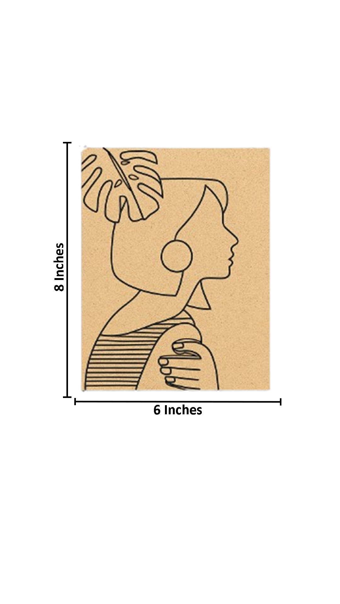 Unpainted DIY Traditional Painting Base – Minimalist Woman with Leaf Design on MDF Board with size