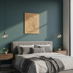 DIY MDF painting base featuring abstract vase with leaves, perfect for acrylic colors and home décor art projects, mounted on wall