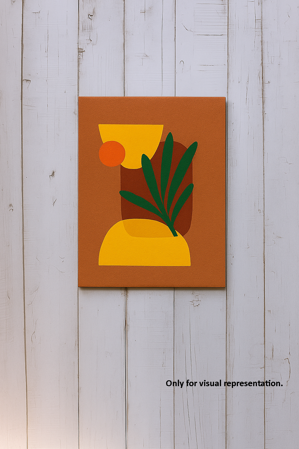 DIY MDF painting base featuring abstract vase with leaves, perfect for acrylic colors and home décor art projects