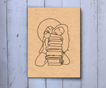 Unpainted DIY Traditional Painting Base – Girl Hugging Stack of Books on MDF Board