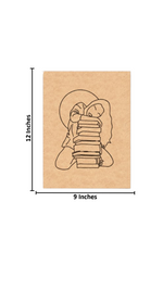 Unpainted DIY Traditional Painting Base – Girl Hugging Stack of Books on MDF Board with size