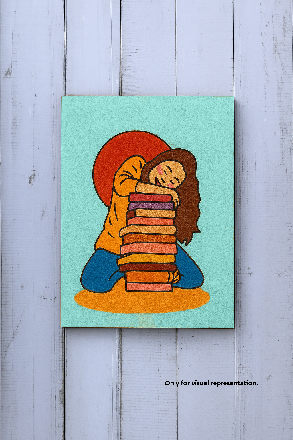  DIY Traditional Painting Base – Girl Hugging Stack of Books on MDF Board