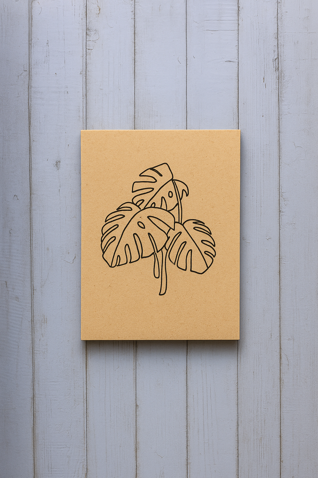 Unpainted DIY Monstera Leaf MDF Wall Art Pre-Marked Base 