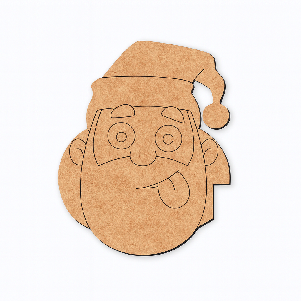 Unpainted MDF Santa face DIY cutout for Christmas craft and painting