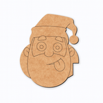 Unpainted MDF Santa face DIY cutout for Christmas craft and painting