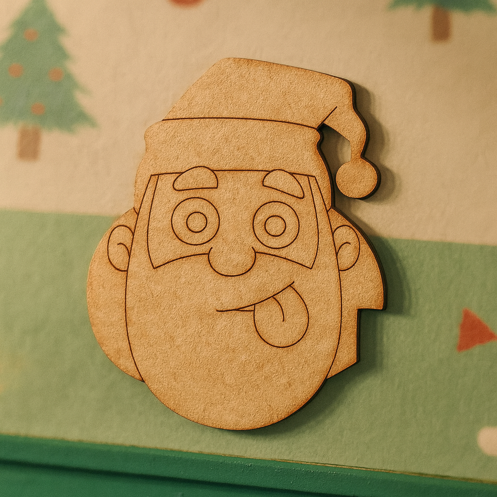 Unpainted MDF Santa face DIY cutout for Christmas craft for kids painting