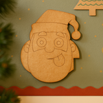 Unpainted MDF Santa face DIY cutout for Christmas mounted on  wall
