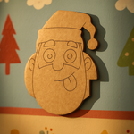 Unpainted MDF Santa face DIY cutout for Christmas craft mounted in nursery class 