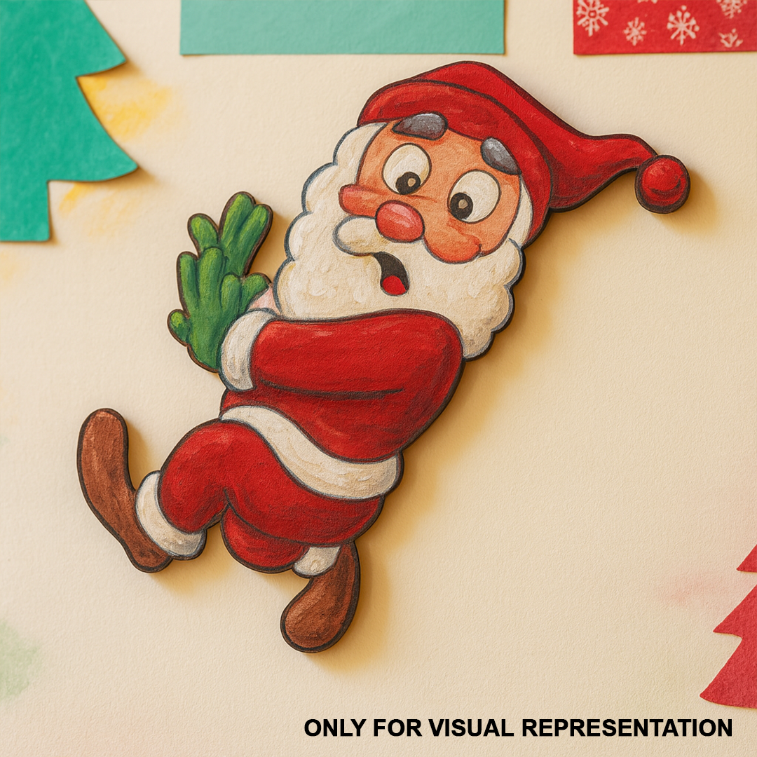 painted DIY MDF Santa Claus cutout for Christmas craft 