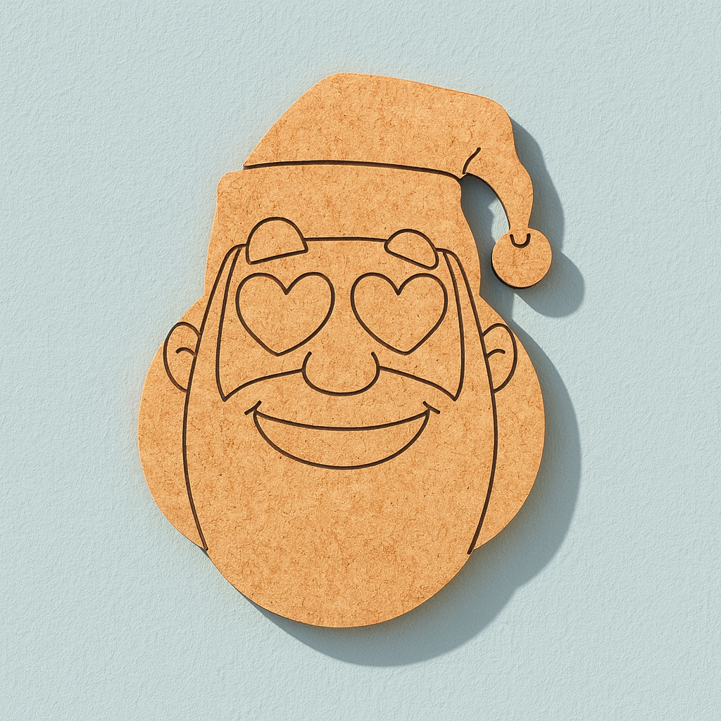 DIY MDF Santa face cutout for Christmas craft mounted on a wall 