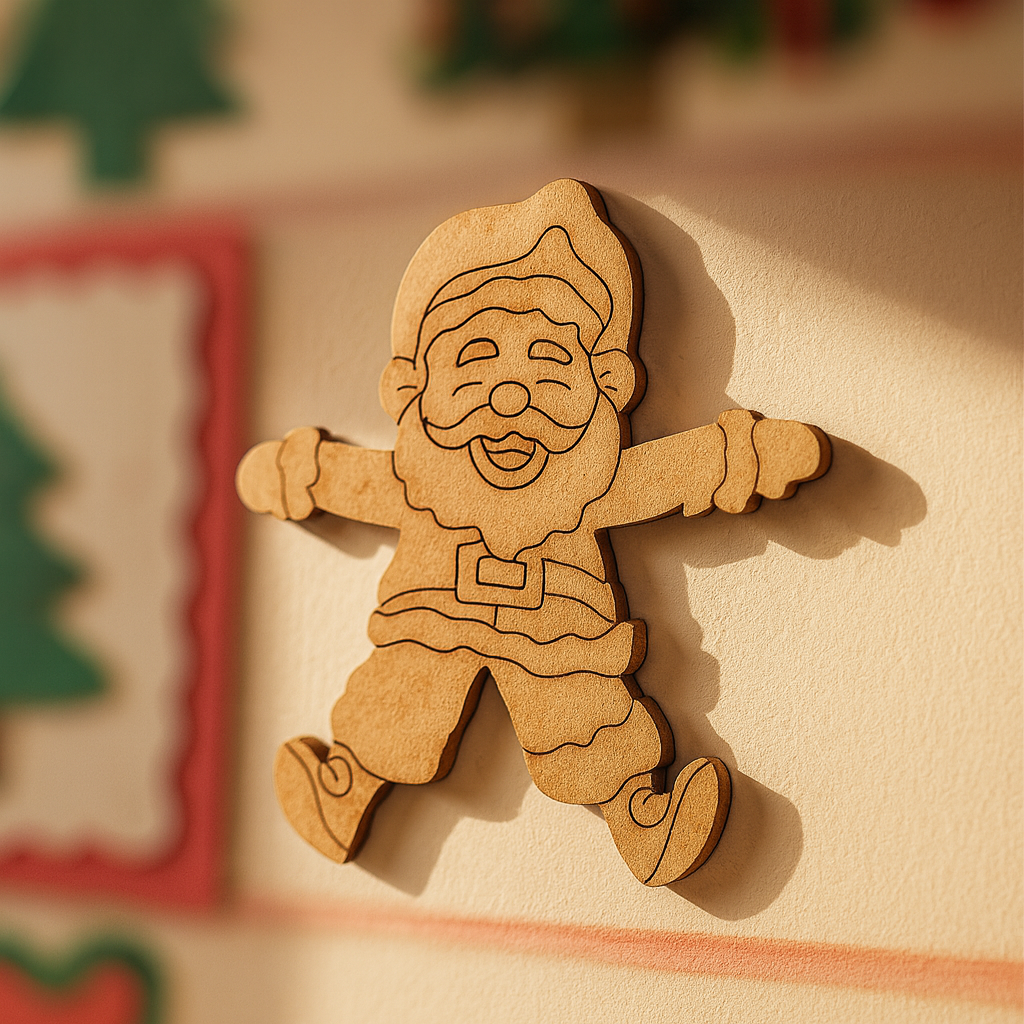 DIY MDF Santa Claus cutout for Christmas craft mounted on a wall 