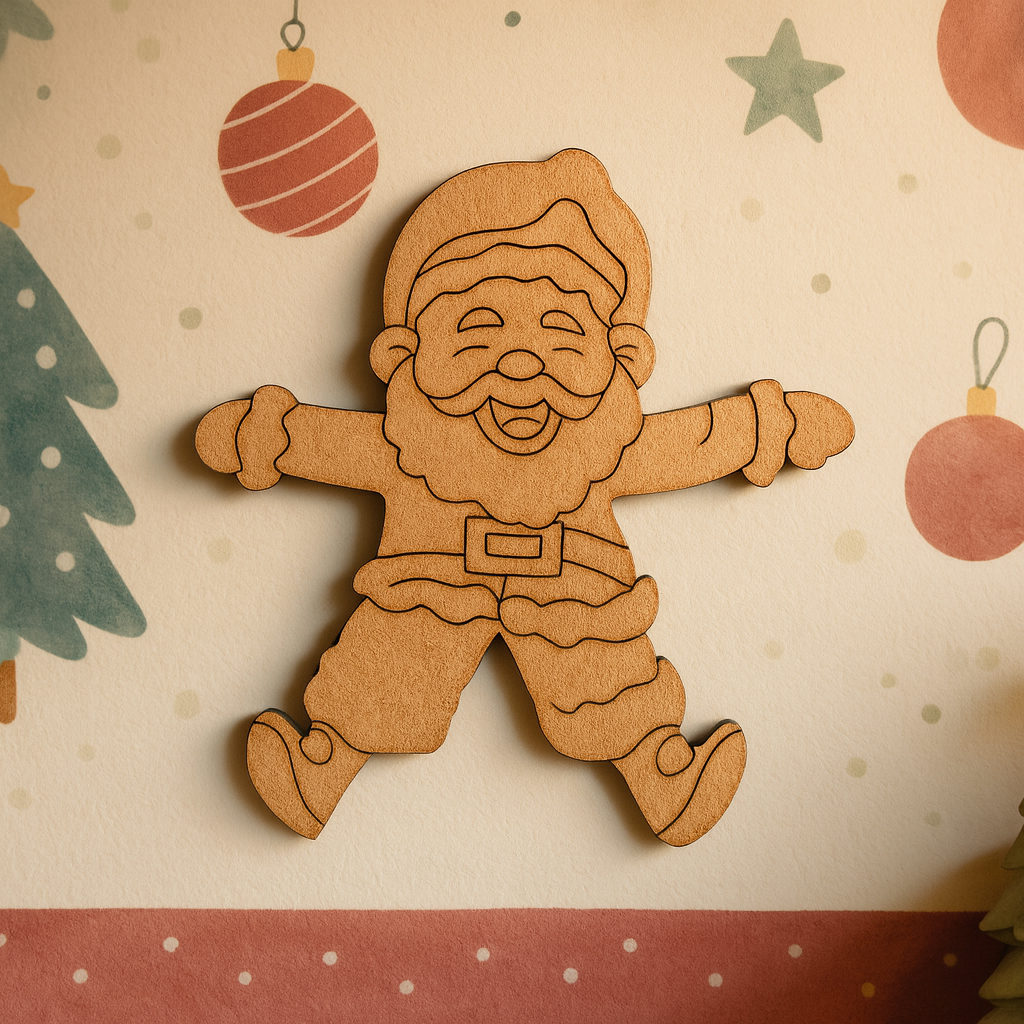 DIY MDF Santa Claus cutout for Christmas craft and painting in nursery 