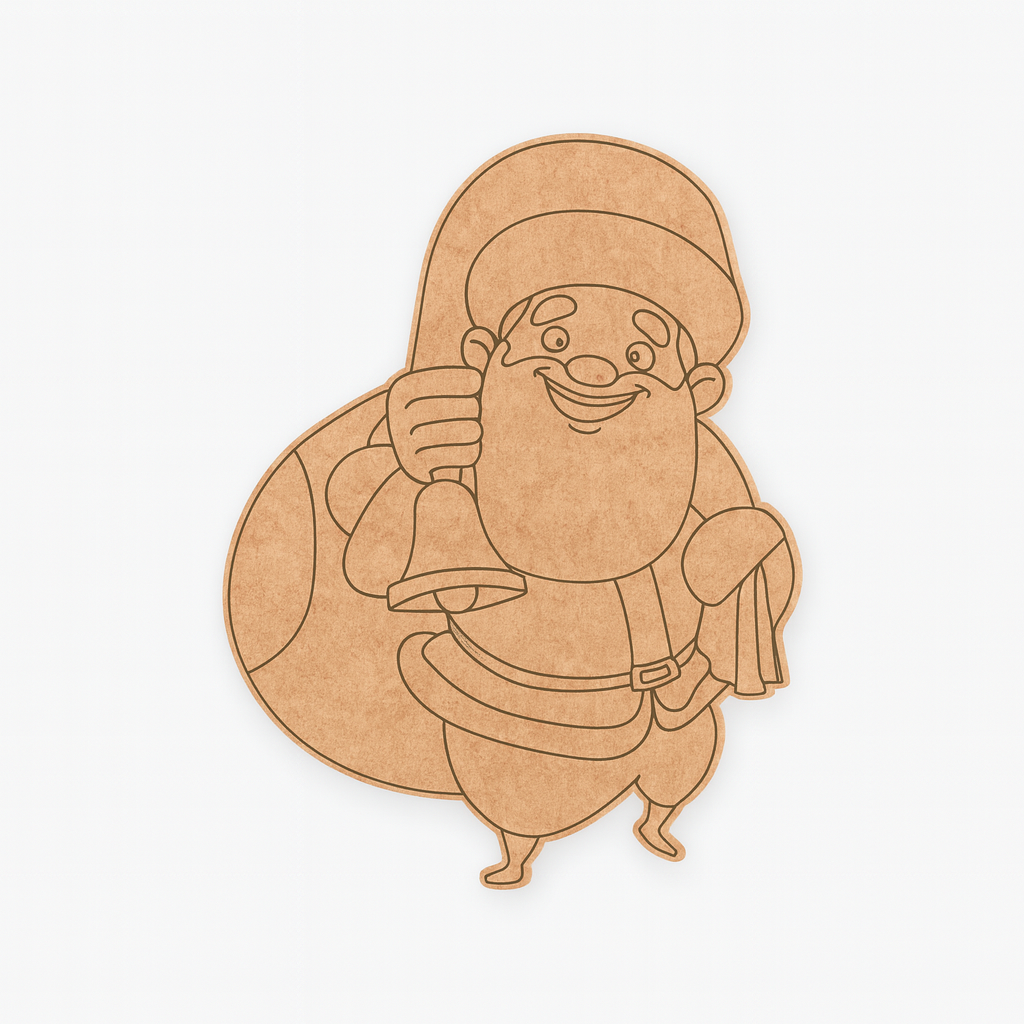 DIY MDF Santa Claus cutout with bell for Christmas craft and painting