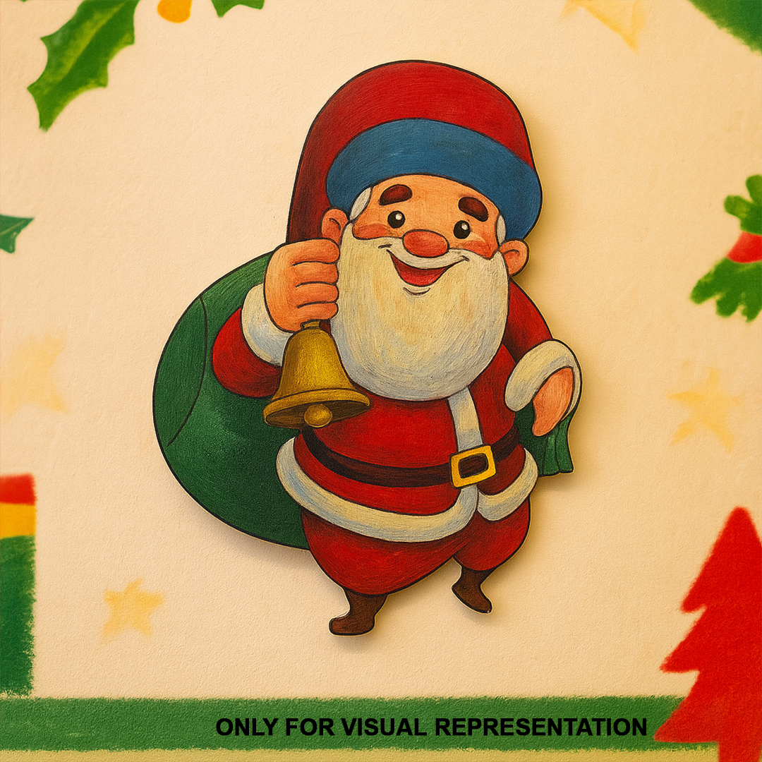 DIY MDF Santa Claus cutout with bell for Christmas craft and painting( only for visual representation )