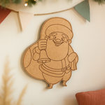 DIY MDF Santa Claus cutout with bell for Christmas craft for wall decor 