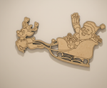 DIY MDF Santa sleigh with reindeer cutout blank for painting, Christmas craft decoration mounted on wall