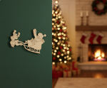 DIY MDF Santa sleigh with reindeer cutout blank for painting, Christmas craft decoration mounted on wall