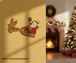 DIY MDF coloured Santa sleigh with reindeer cutout blank for painting, Christmas craft decoration mounted on wall (visual representation)