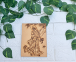 Traditional woman under tree pre-marked MDF painting base DIY 