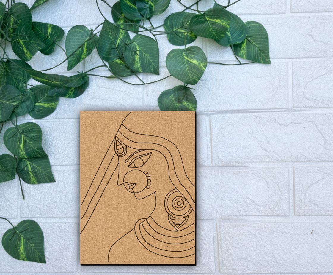 DIY Traditional Painting Kit – Elegant Indian Lady Portrait on MDF Board