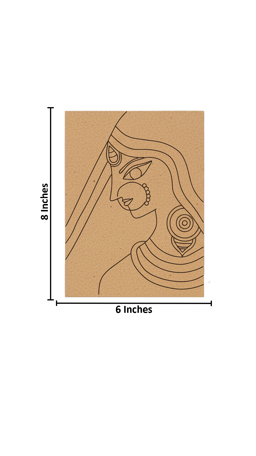 DIY Traditional Painting Kit – Elegant Indian Lady Portrait on MDF Board with size