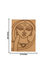 Traditional Indian Woman Face DIY Painting Base made of MDF with engraved lines  with size