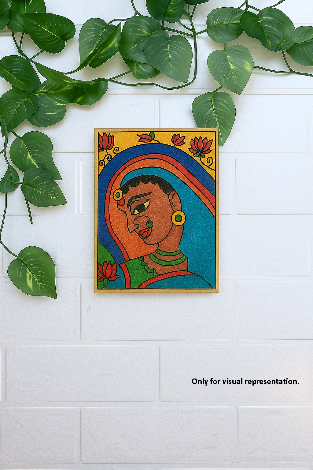 DIY MDF lotus lady painting base – traditional Indian woman design for wall décor