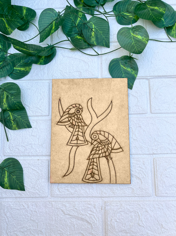 Traditional Art Style Birds on Branches Design Craft Board