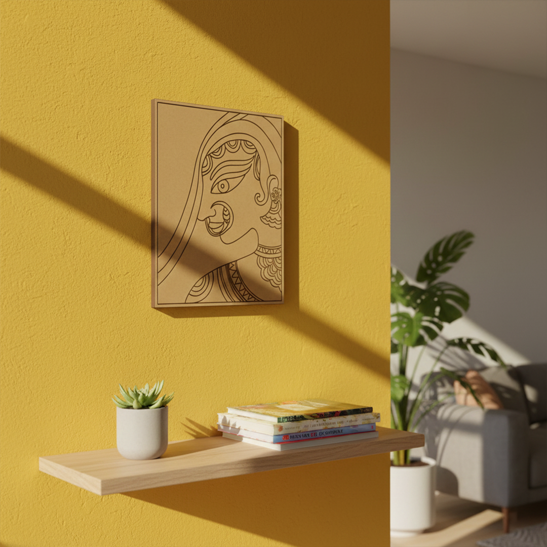 DIY painting kit featuring pre-marked Indian art outline,mounted on wall