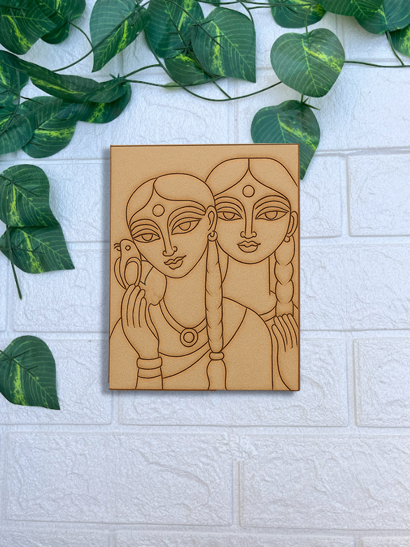 Unpainted DIY MDF traditional painting board with pre-marked design